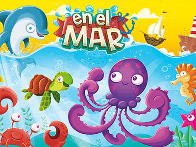 En el mar la vida es más sabrosa character design children illustration crab dolphin lighthouse ocean octopus seahorse seaturtle ship starfish