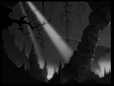 DARKLINGS | The Cave background cave design game illustration ipad monochrome monsters underground vector