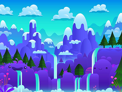 Blob 2 background blob game illustration monsters mountains vector waterfalls