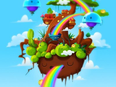 SkyMath: Rainbow Island app arcoiris colors educational illustration ipad kawaii math rainbow tree
