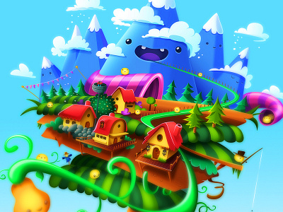 SkyMath: Farm Island beans clouds country farm field granja kawaii mountains pumpkin sky valley