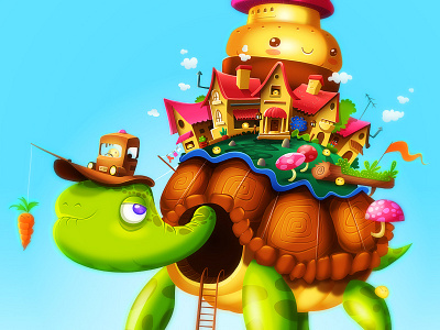SkyMath: Turtle Island app bus carrot driver educational game illustration kawaii mushroom sea turtle turtle village