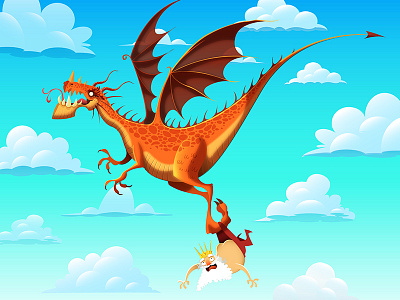 Save The King | Valacar, the evil dragon app clouds dragon game art game design illustration king medieval sky vector