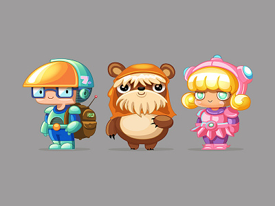 Alien Customers aliens astronaut bear character design chibi ewok game art illustration space warrior