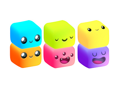 kubewaii (?) characters cubes game kawaii