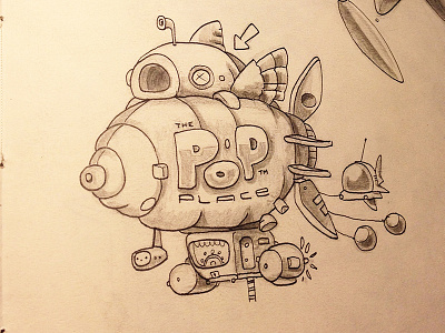 ThePopPlace™ Spaceship sketch aliens bar cantina concept art development fish game game art sketch sketchbook space zeppelin