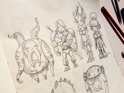 Cantina Aliens aliens bar cantina character design concept drawing game game art pencil space