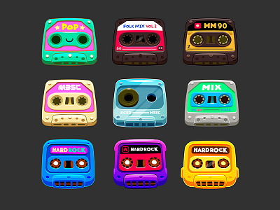 Cassettes Cósmicos ✨ assets cassette cosmic game game art illus illustration mix mixtape music pop props rock sound soundtrack space spotify tape vector video game
