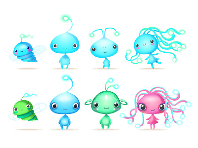 Lumins Process aliens app character design children education illustration ipad kids learning reading space vector