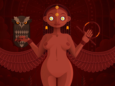 Ishtar | Animal Gods babilonia babylon diosa estrella goddess illustration ishtar lion mythology owl sacrifice vector