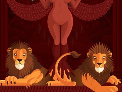 Ishtar | Animal Gods babilonia babylon diosa estrella goddess illustration ishtar lion mythology owl star vector