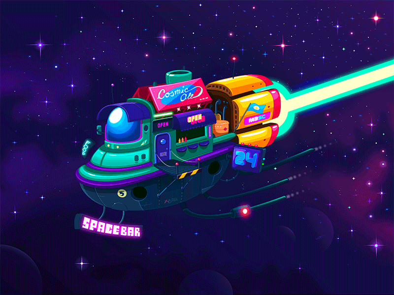 Space Cantina - Tutorial Spaceship aliens animation bar games gif illustration music restaurant space space cantina vector videogame