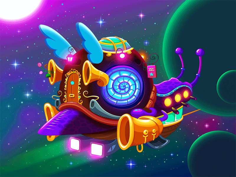Space Cantina - Classical Spacebar aliens animation bar cosmos games illustration music planets snail space stars videogame
