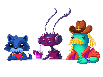 Space Cantina - Folk Aliens #2 aliens ant bar character design cowboy dickhead dog drink game illustration space videogame