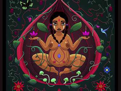 Pachamama diosa goddess illustration madre tierra mother earth naturaleza nature pachamama planet plants vector