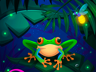 Red-Eyed Tree Frog / Garmin vívofit® jr. amphibian animals app firefly forest frog game jungle night palm tree plants poison reptile tree tropical vector