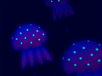 Jellyfish / Garmin vívofit® jr. agua viva animation app dark fish game glowing illustration jellyfish medusa ocean ocean life sea tentacles vector water