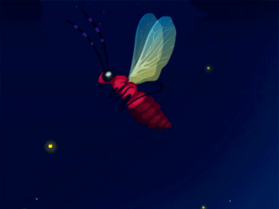 Firefly / Garmin vívofit® jr. adventure animals animation bichito de luz dark fireflies firefly flying game illustration insect nature night vector wild