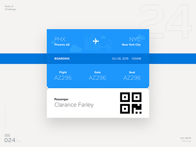 #DailyUI Challenge Day 024 boarding pass daily 100 challenge daily ui dailyui 024