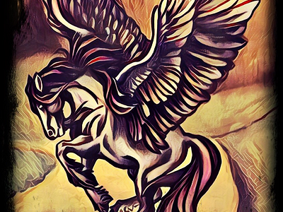 Pegasus illustration on drawing pastel drawing