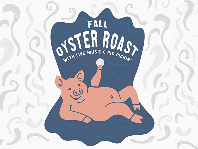 Pigs + Pearls bbq illustration oyster pig poster