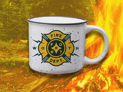 Campfire Mug brand and identity branding camp fire logo logo design maltese cross yellow