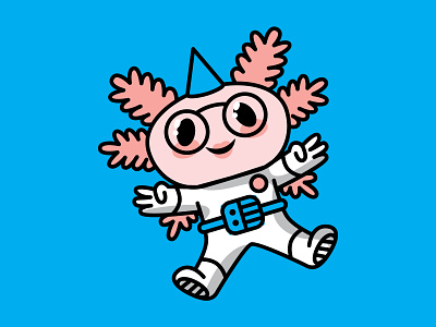 BIRTHDAY SPACE AXOLOTL axolotl birthday blue character design pink space