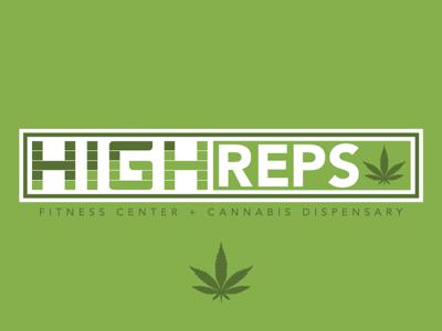High Reps cannabis fitness green gym logo logo design