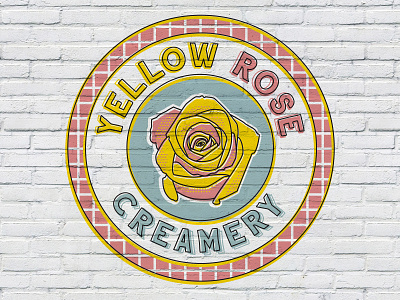 Yellow Rose Creamery brand and identity icecream logo logo design rose yellow