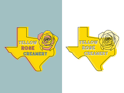 Yellow Rose Creamery Texas Logo brand and identity design logo logo design rose texas yellow