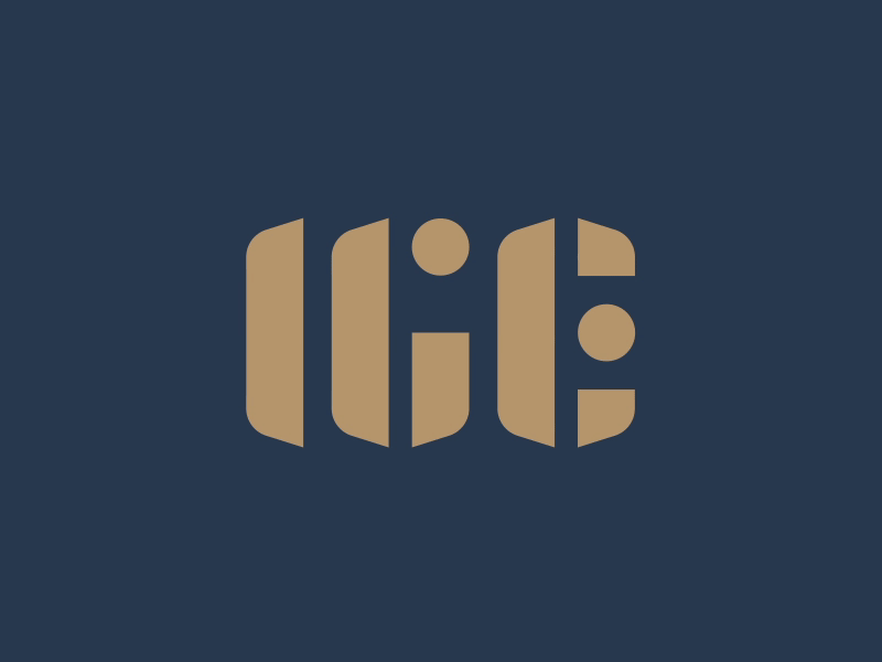 IGE HUB Logo blue branding finance investment logo logotype luxury modular typography yellow