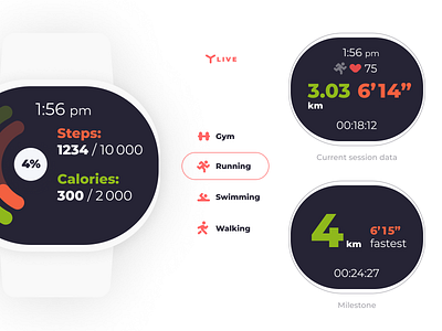 Running flow for wearable health tracker concept