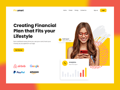 Fin.smart - Finance Hero Section behance branding design dribbble figma finance landingpage logo ui website welovedesign