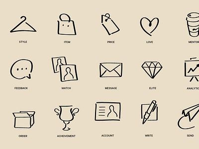 First stab at new branding icons fashion hand handdrawn hannd drawn icons marker