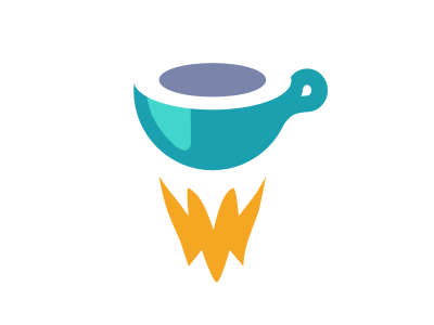 "Caffeine" Logo for Internal Tool blast caffeine coffee mug rocket