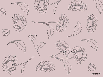 Hand drawn flower backdrop black bloom blossom botanical