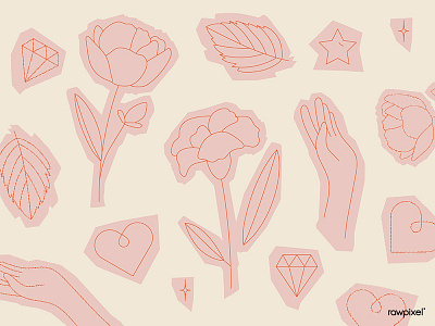 Minimal Line Art Set floral flower illustrator lineart minimal