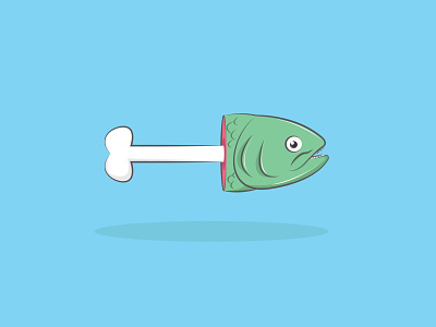 Fishbone branding character chibi design fish icon illustration logo vector