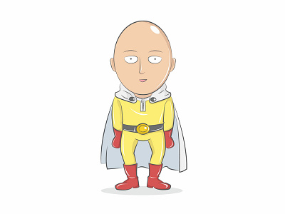 Saitama anime character chibi comic illustration manga vecor