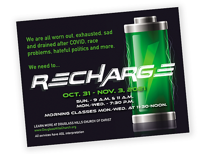 "Recharge" Postcard graphic design marketing postcard print