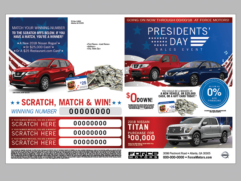 Automotive Presidents' Day Mailer design graphic design direct mail presidents day email automative