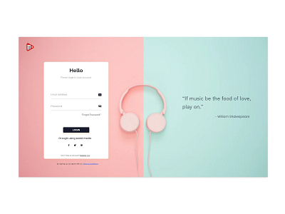 Mucica login page app design login page logo design music ui ux