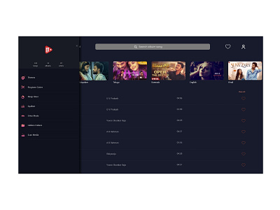 Menu ui design . Musica