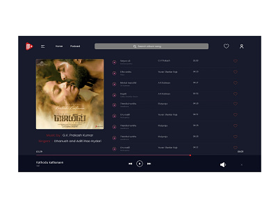 Playlist full view . Ui design . Musica animation design photoshop typography ui ux vector web webdesign website