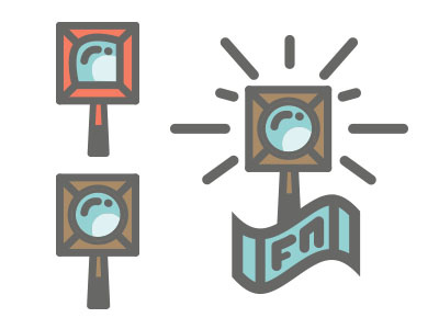 Secret Project WIP frame icon illustration logo magnifying glass search