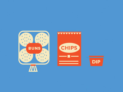 Buns, Chips and Dip 4th of july buns chips dip illustration