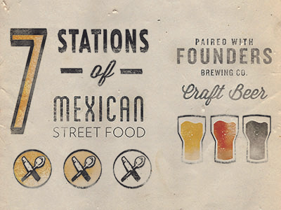 Founders Beer Dinner beer craft beer cutlery illustration mexican poster print restaurant typography