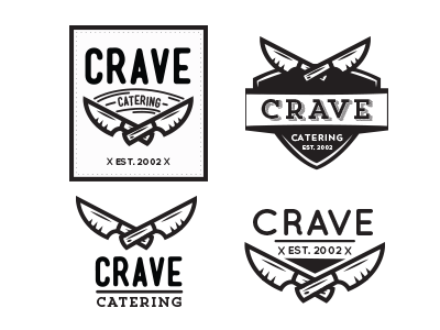 Crave Catering catering illustration knives logo