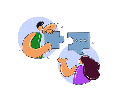 Illustration | solve problems debute illustration jigsaw man mobile problem trending ui web women