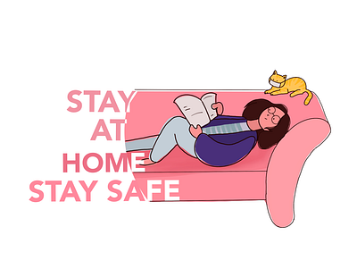 Illustration | Stay at home art book cat corona debut digital art girl home illustration